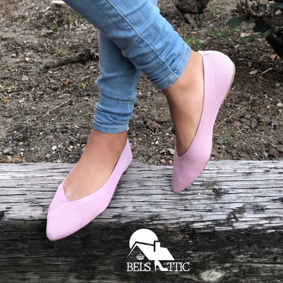 LAST1 Pointed Toe Knitted Fabric Ballerina Flats - Picture 4 of 8